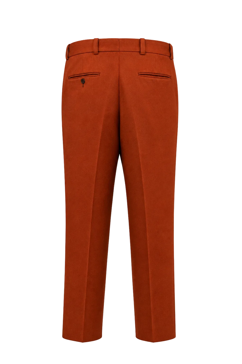 1970s Bright Orange Wool Trousers - Back View