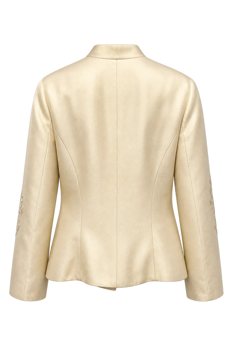 1990s Cream Silk Jacket - Back View