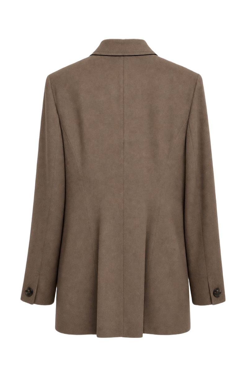 1980s Taupe Wool Blazer - Back View