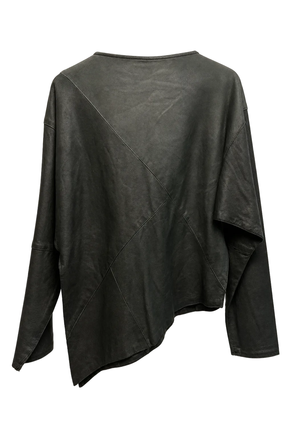 1980s Black Leather Sweater - Back View