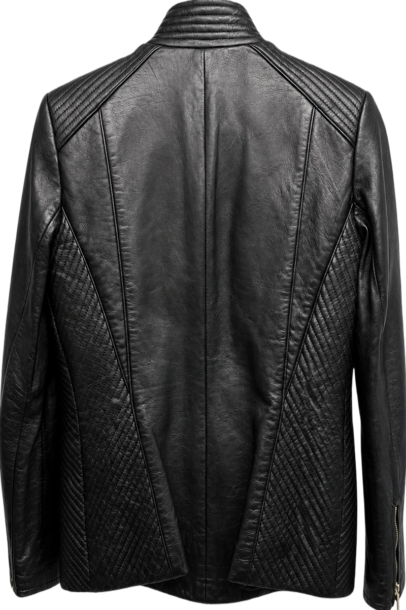 1990s Black Leather Jacket - Back View