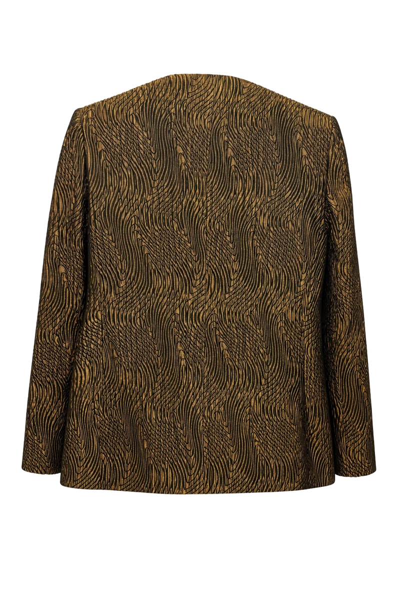 1990s Golden Brown Silk Blazer - Back View