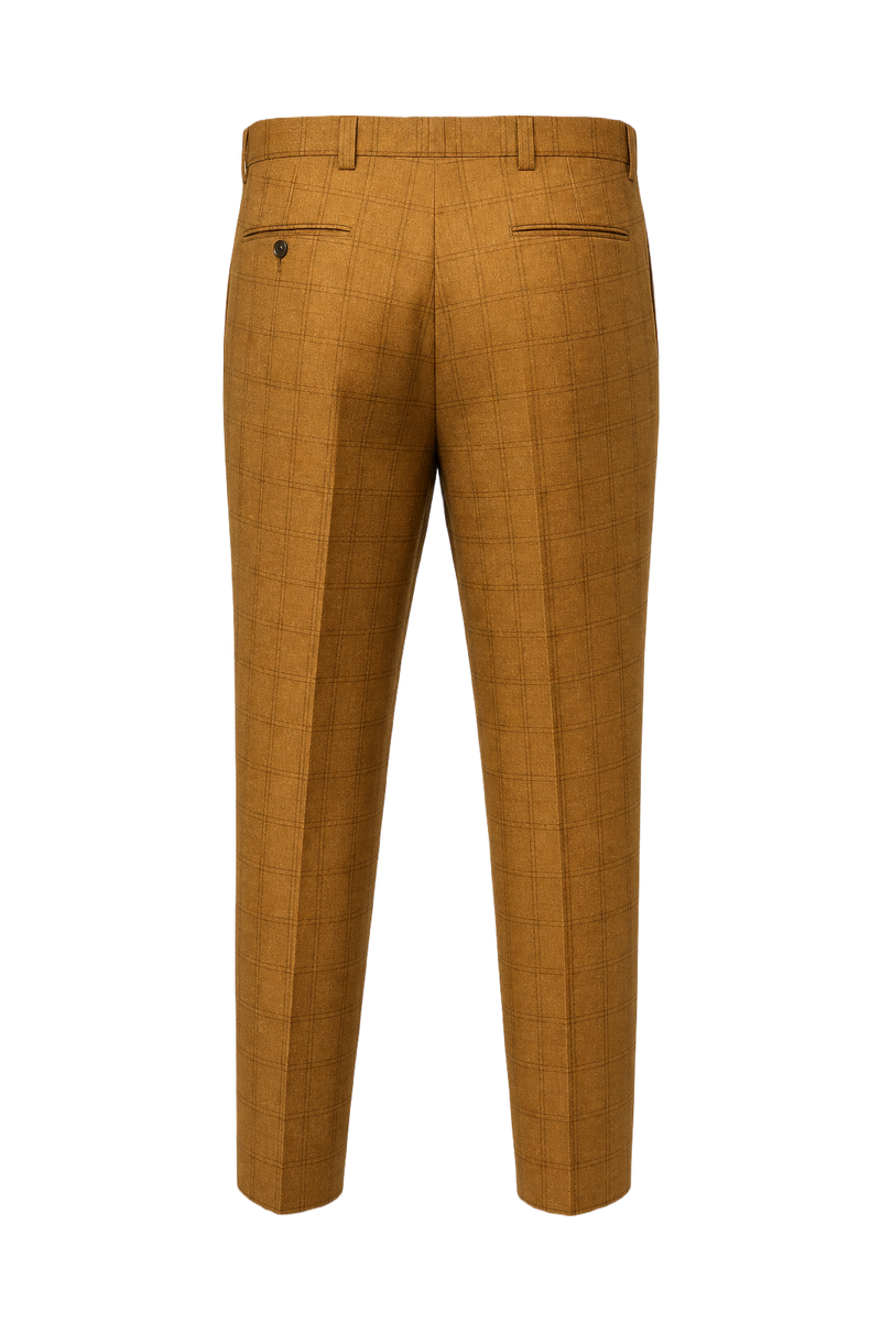 1980s Mustard Yellow Wool Trousers - Back View