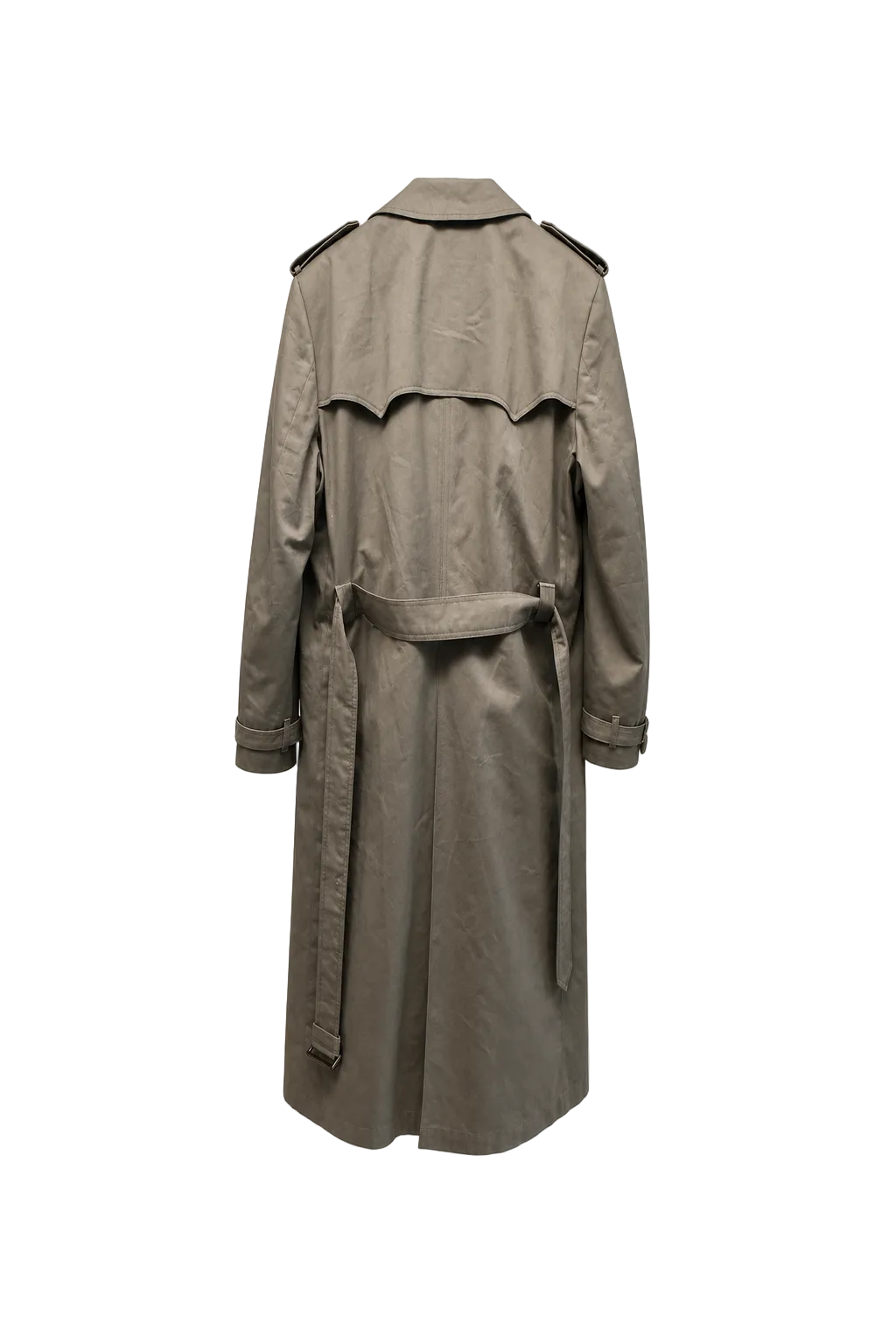 1990s Taupe Cotton Trench Coat - Back View