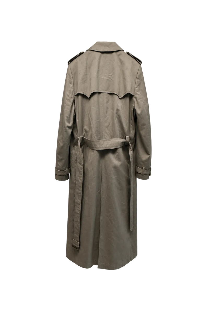 1990s Taupe Cotton Trench Coat - Back View