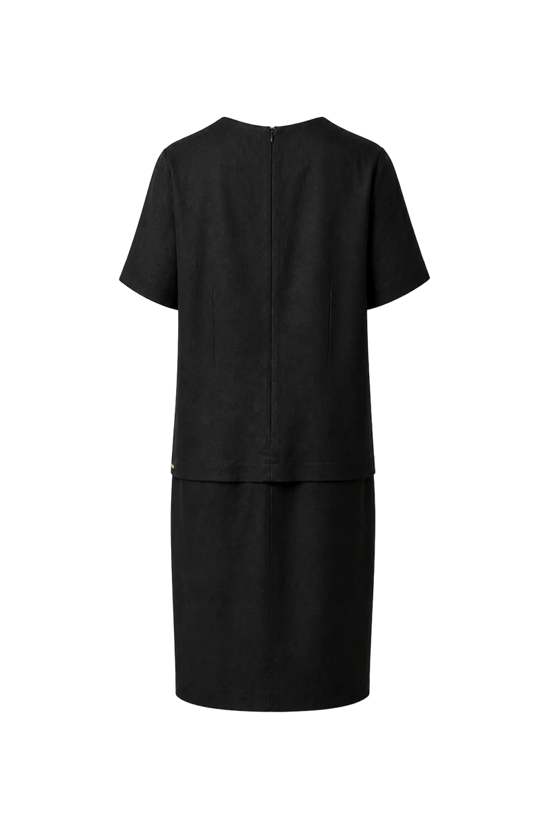 1980s Black Cotton Dress - Back View