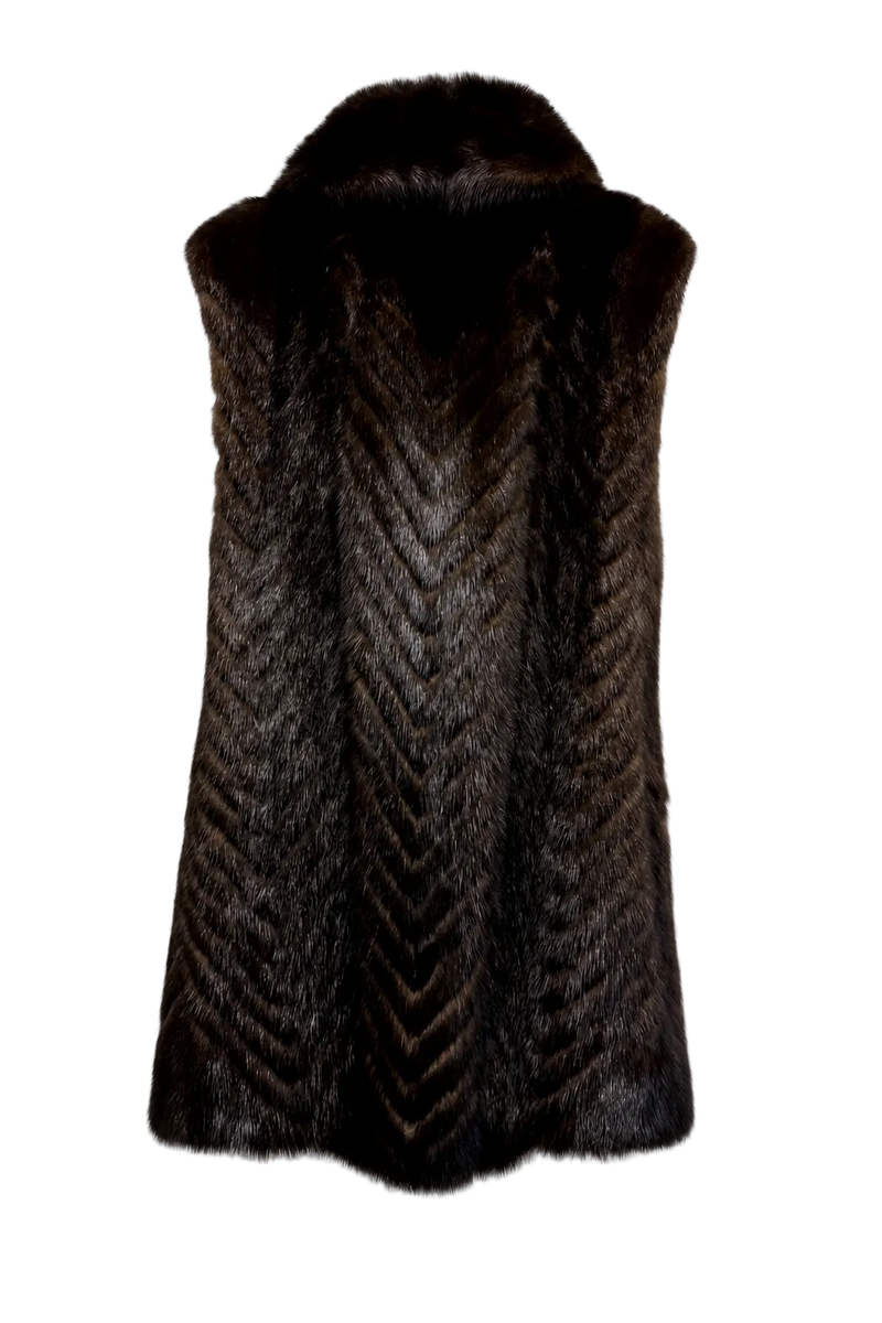 1980s Dark Brown Mink Fur Coat - Back View