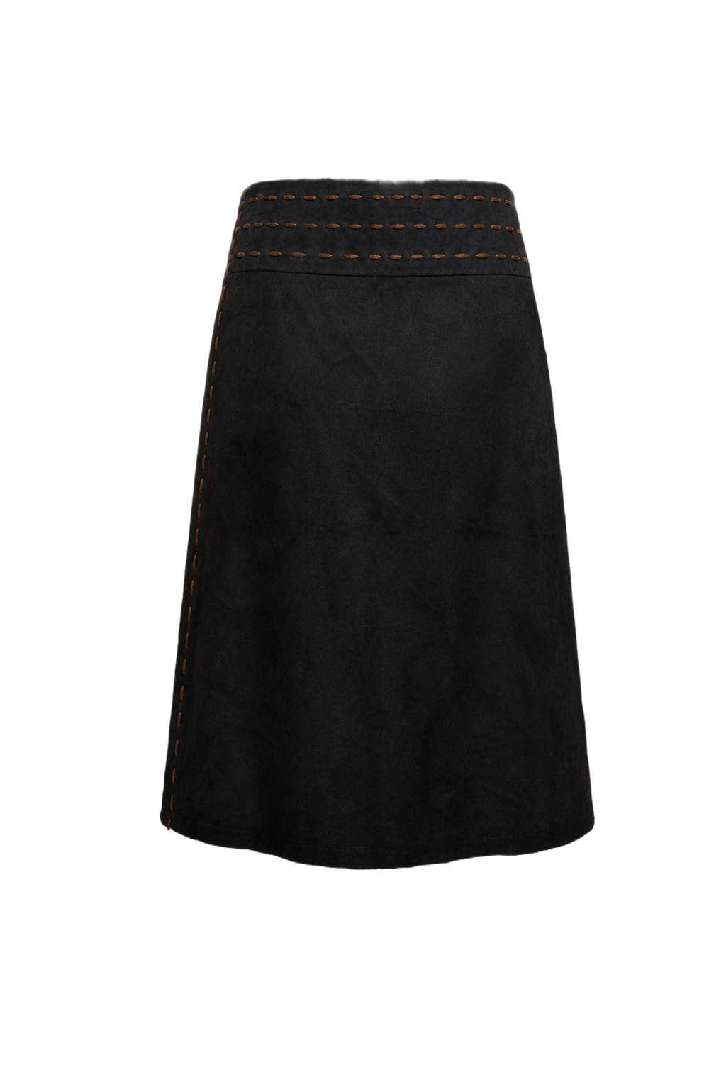 1970s Black Suede Skirt - Back View