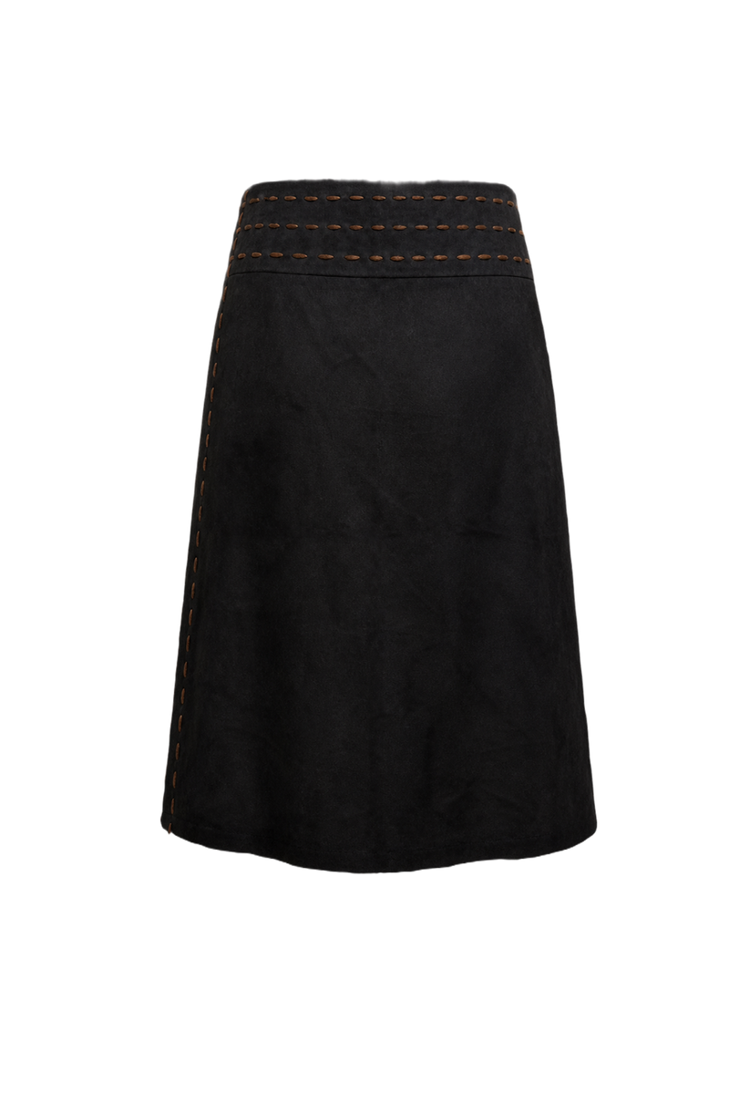 1970s Black Suede Skirt - Back View