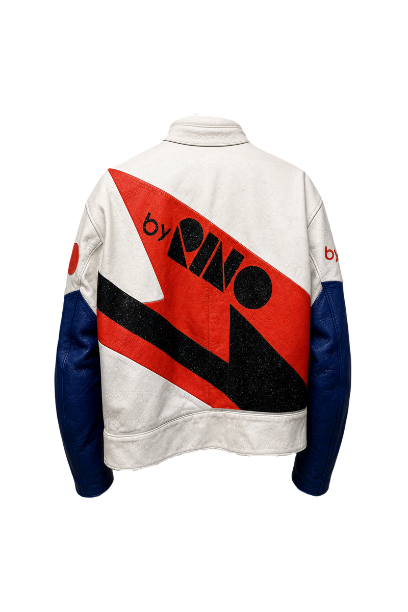 1990s White Leather Jacket - Back View