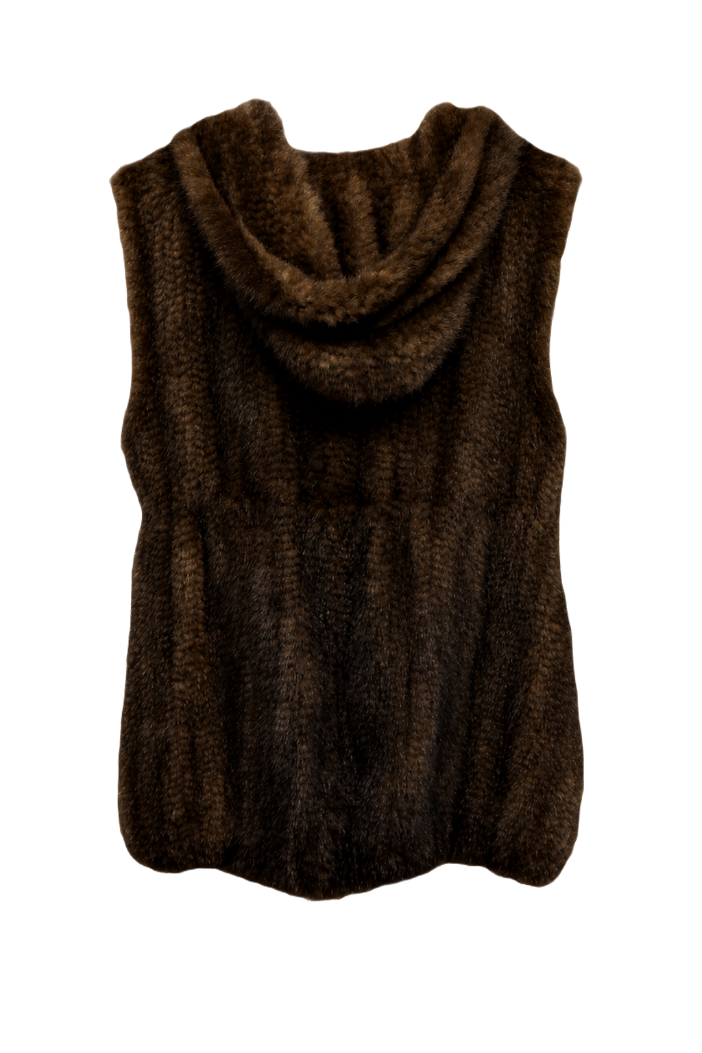 1980s Brown Faux Fur Vest - Back View