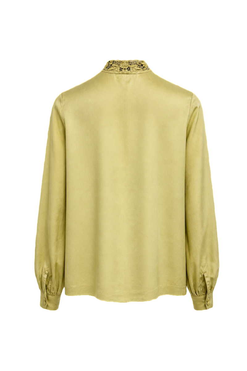 1990s Pale Green Silk Blouse - Back View