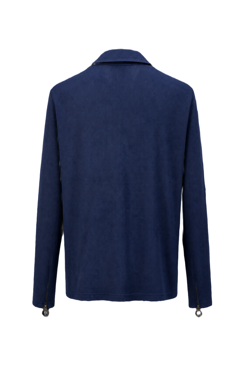 1970s Navy Blue Nylon Shirt - Back View