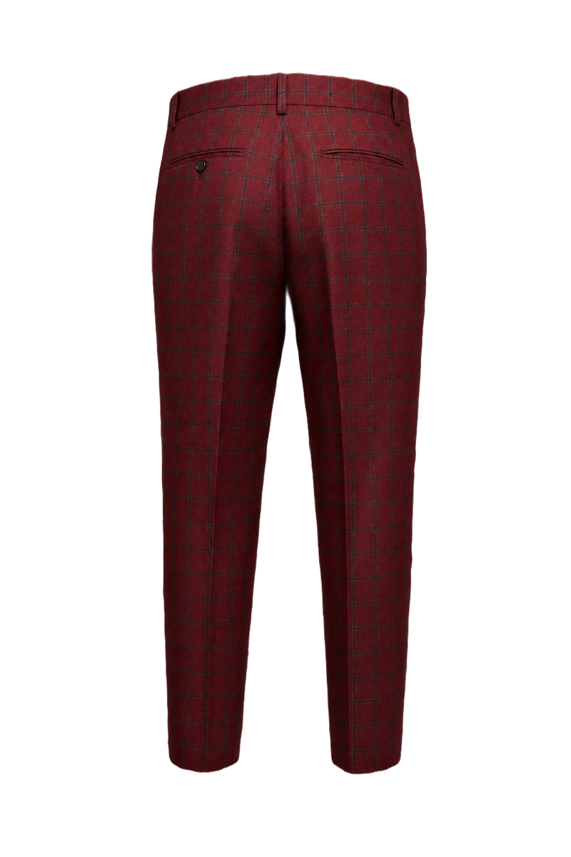 1980s Burgundy Wool Trousers - Back View