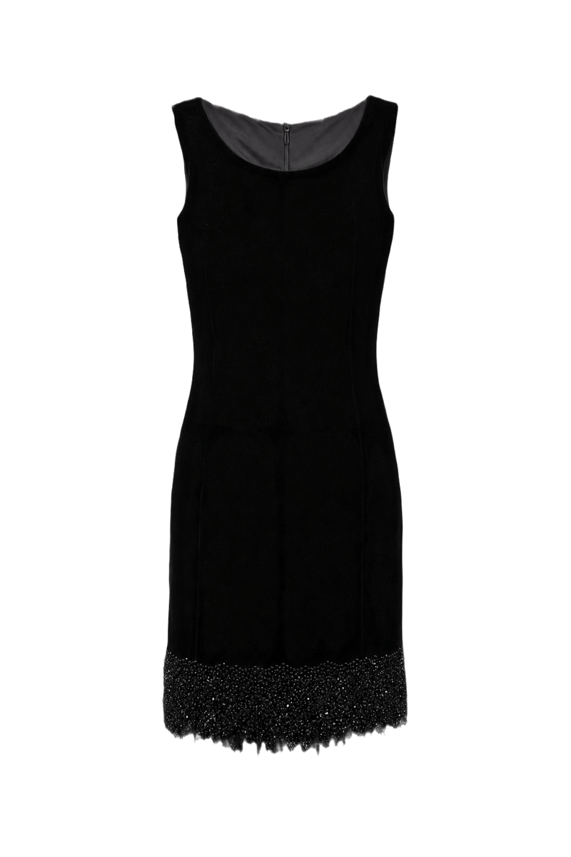 1990s Black Velvet Dress - Back View