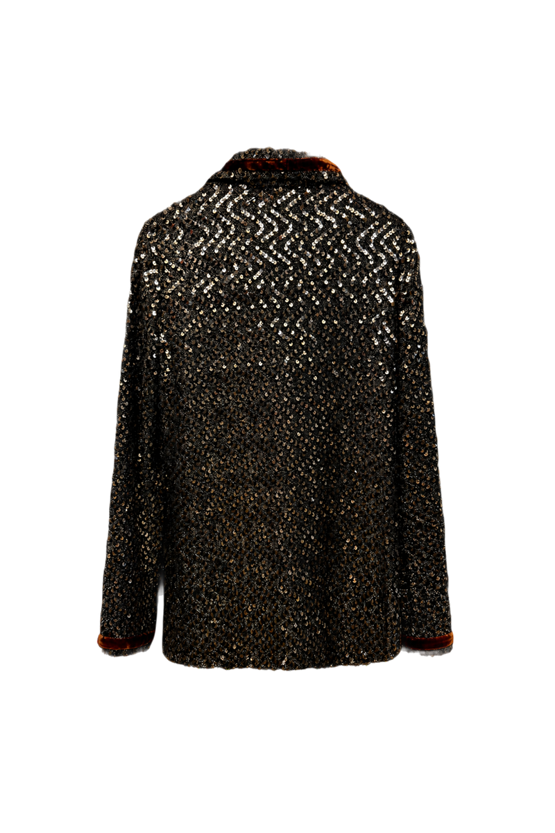 2000s Black Sequins Jacket - Back View