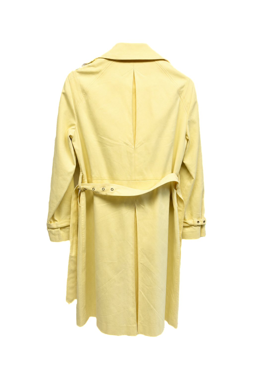 1980s Light Yellow Cotton Trench Coat - Back View