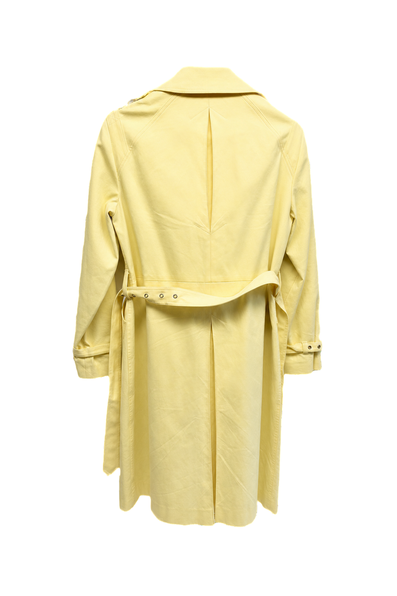 1980s Light Yellow Cotton Trench Coat - Back View