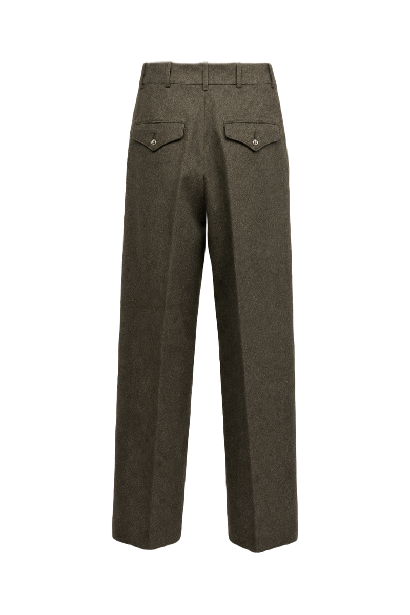 1940s Olive Green Wool Trousers - Back View