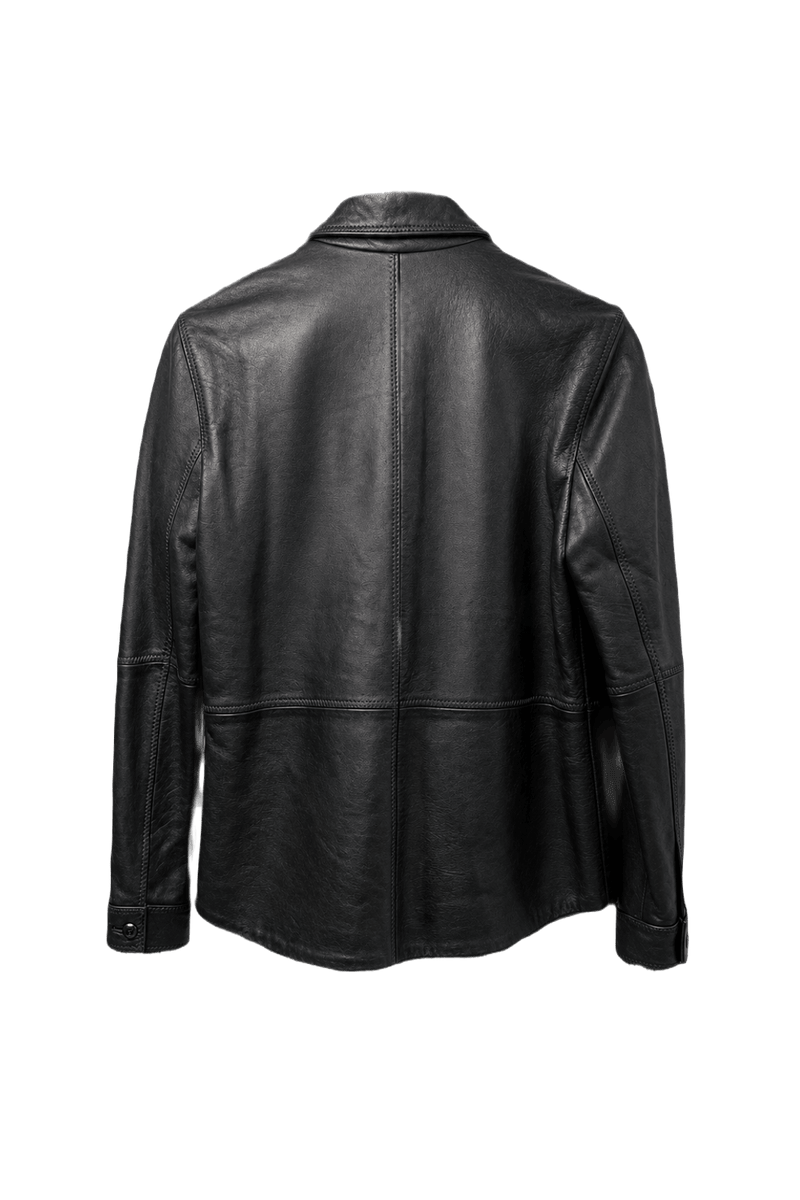 1990s Black Leather Jacket - Back View