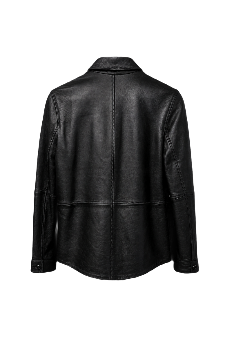 1990s Black Leather Jacket - Back View