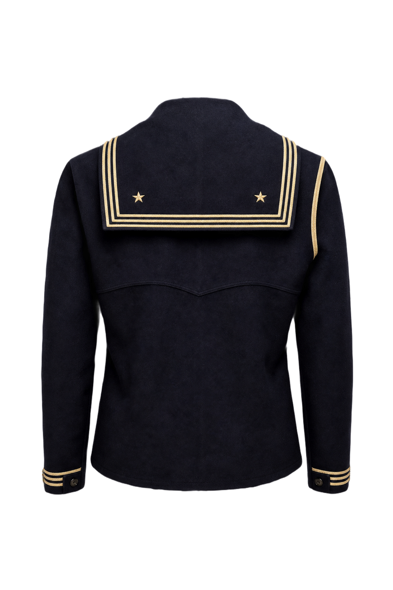 1940s Navy Blue Wool Sailor Shirt - Back View