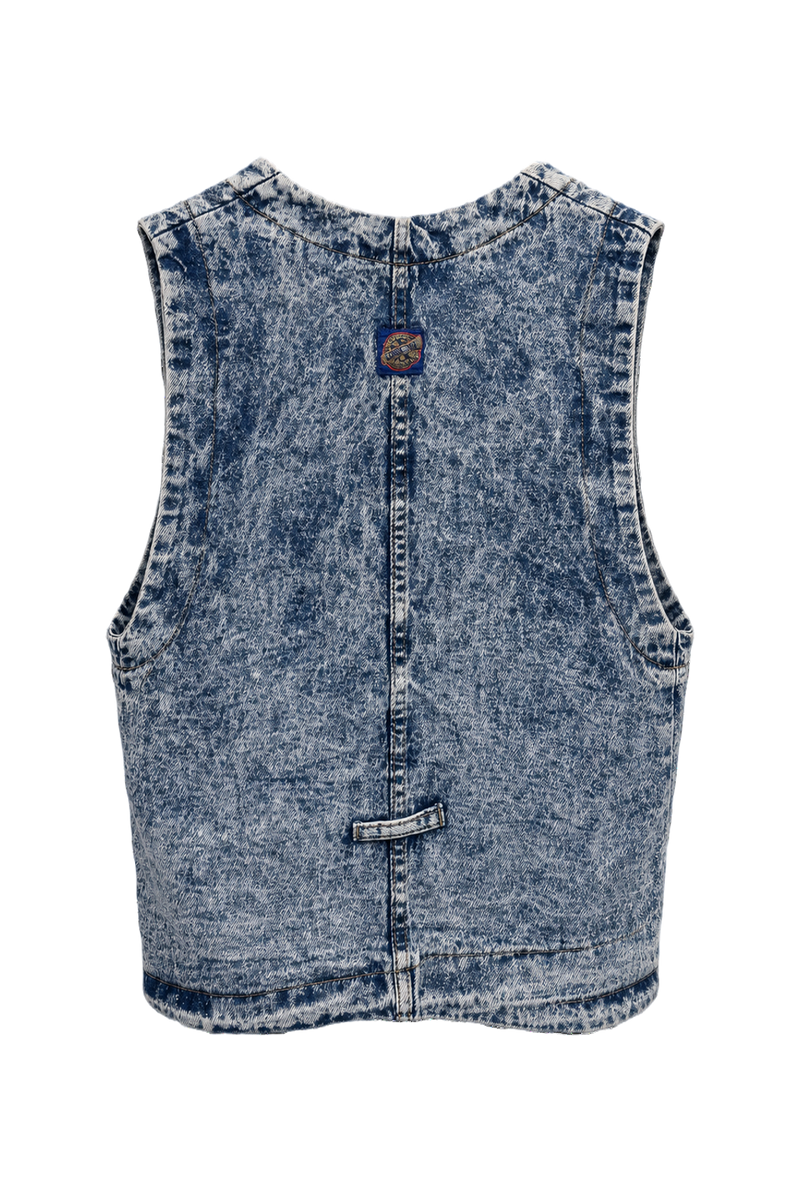 1980s Blue Denim Vest - Back View