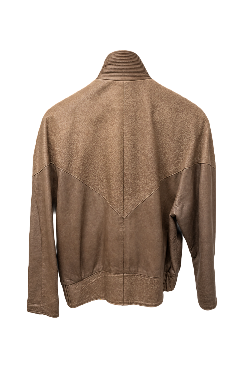 1990s Tan Leather Jacket - Back View