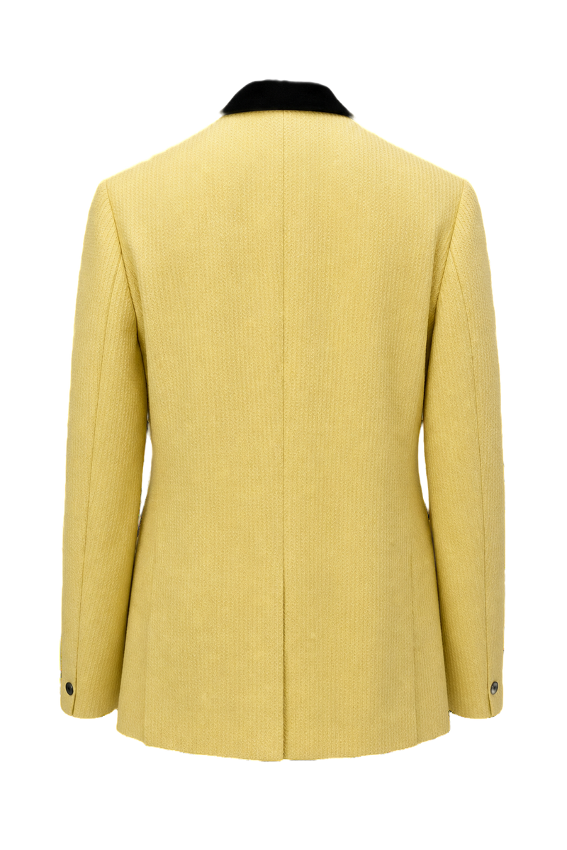 1970s Yellow Wool Blend Blazer - Back View