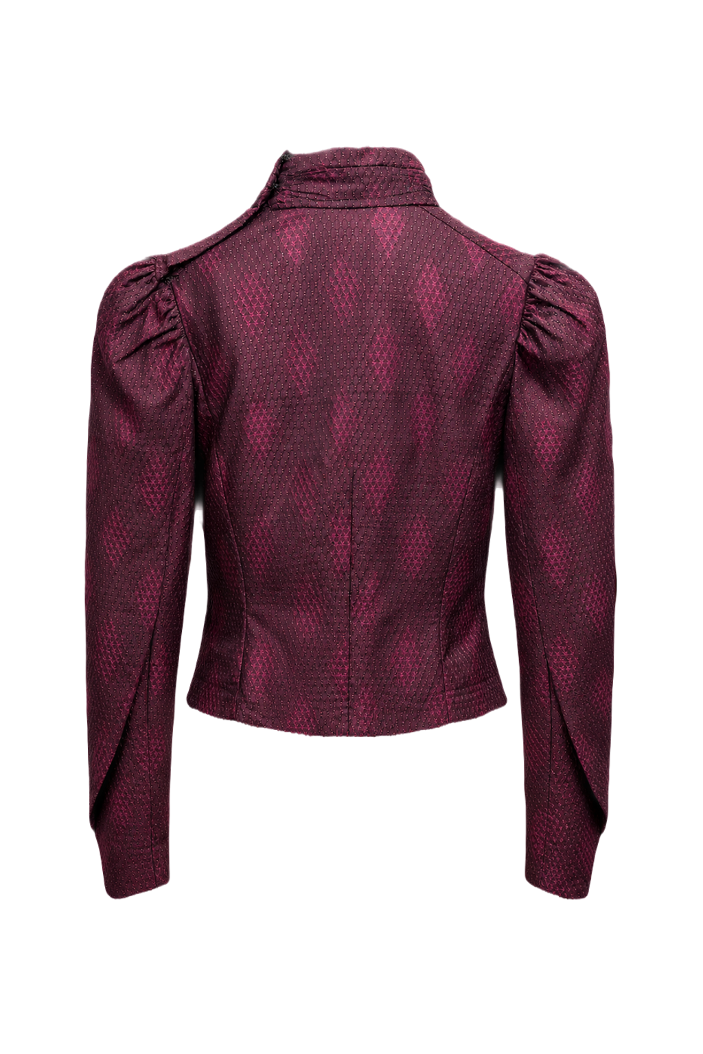 1920s Burgundy Polyester Blouse - Back View