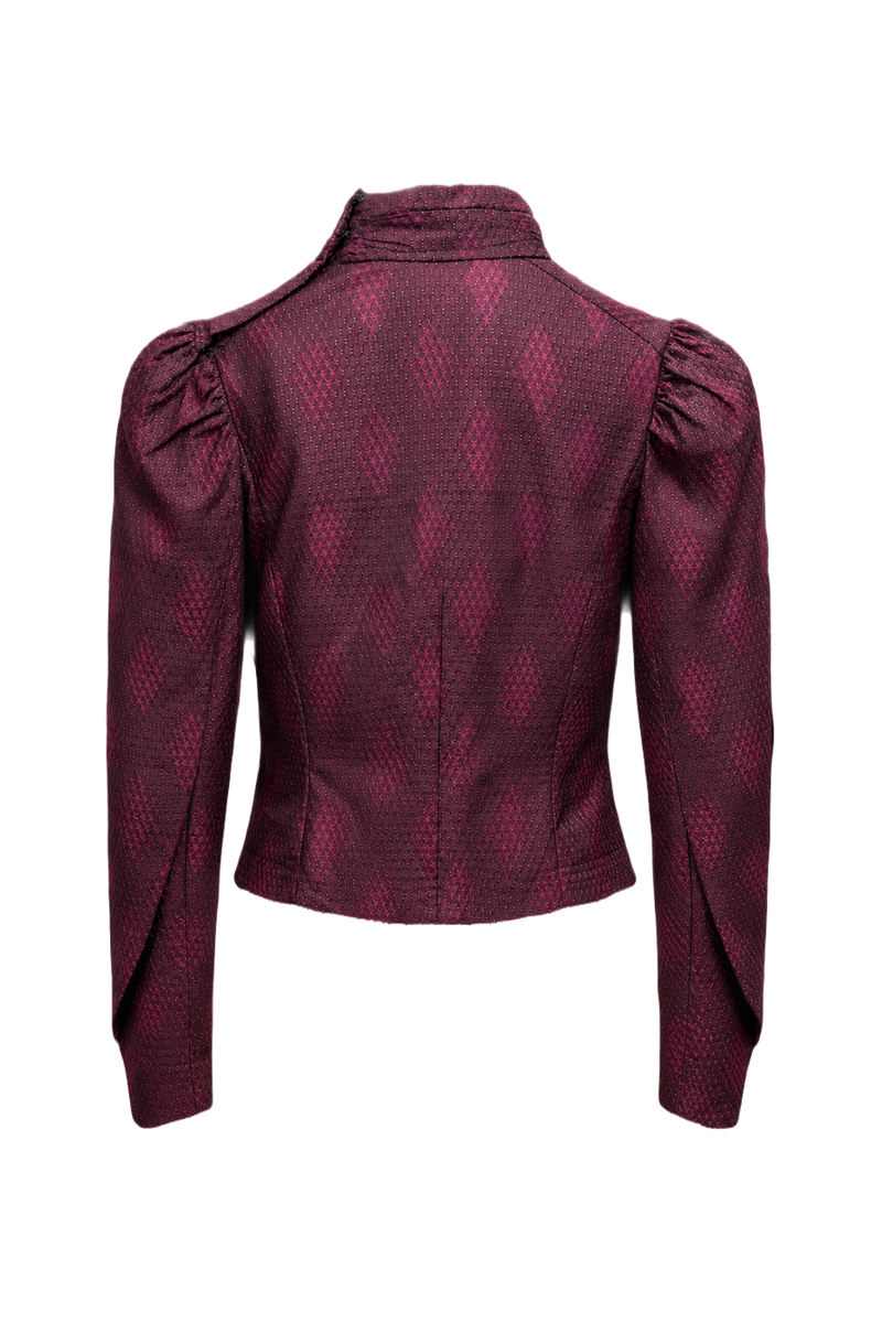 1920s Burgundy Polyester Blouse - Back View