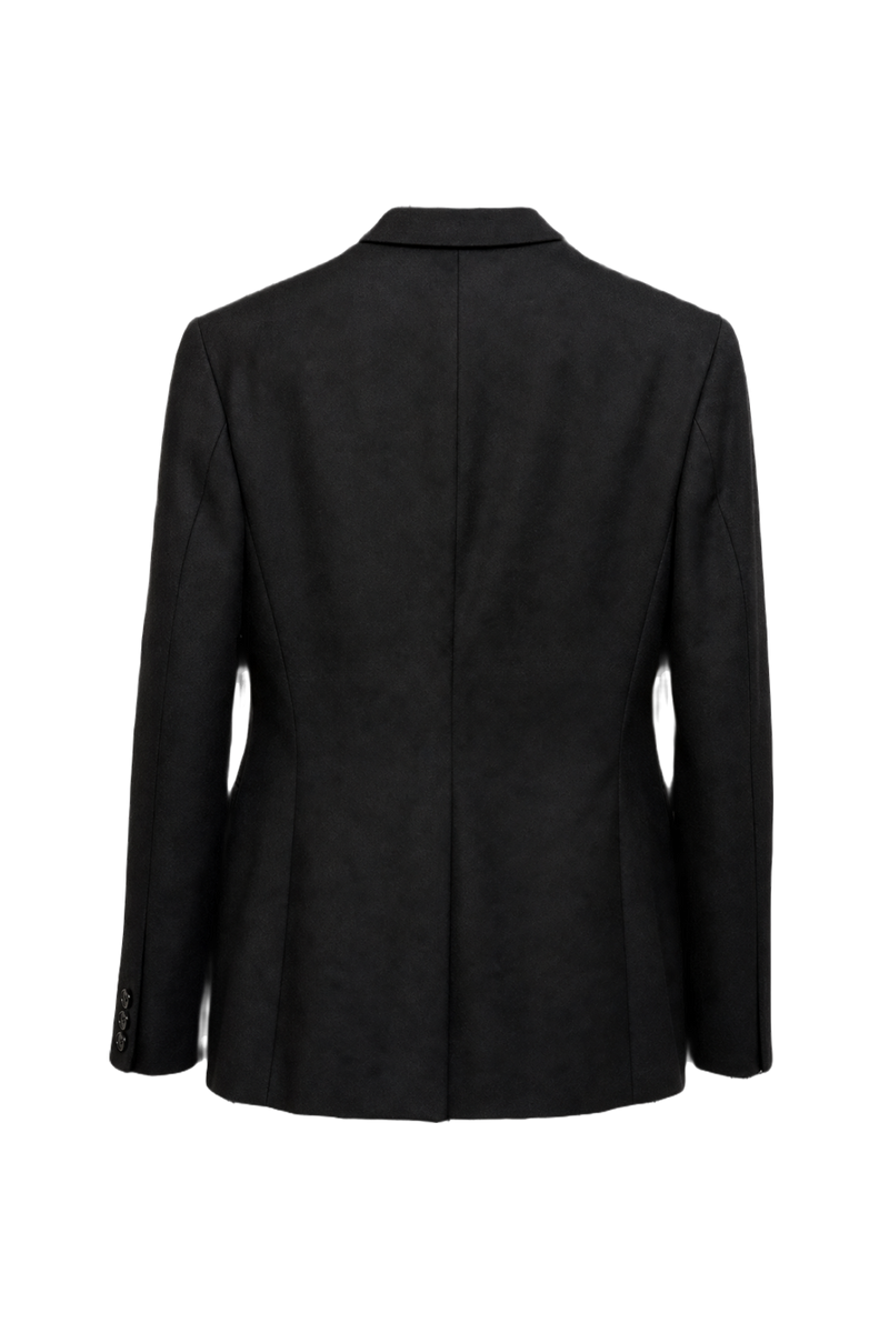 1990s Black Wool Blend Blazer - Back View