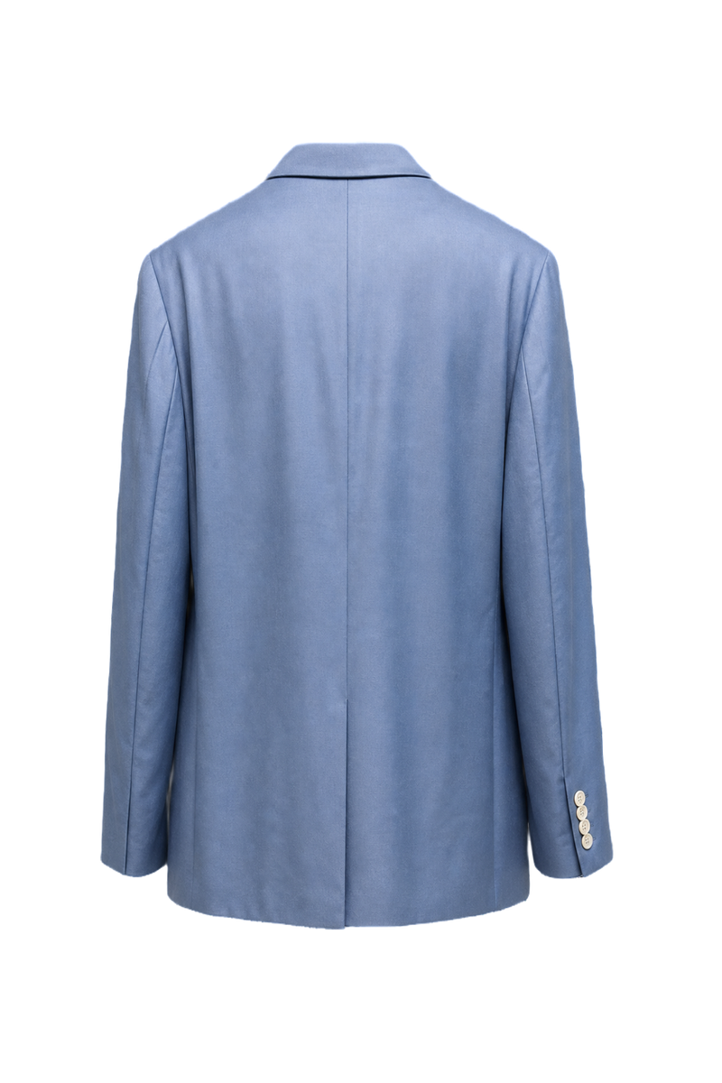 1980s Light Blue Wool Blazer - Back View