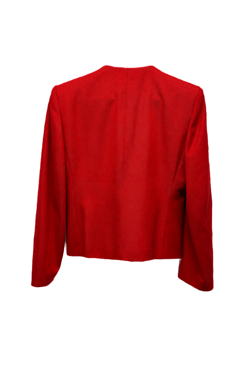 1980s Red Wool Blazer - Back View