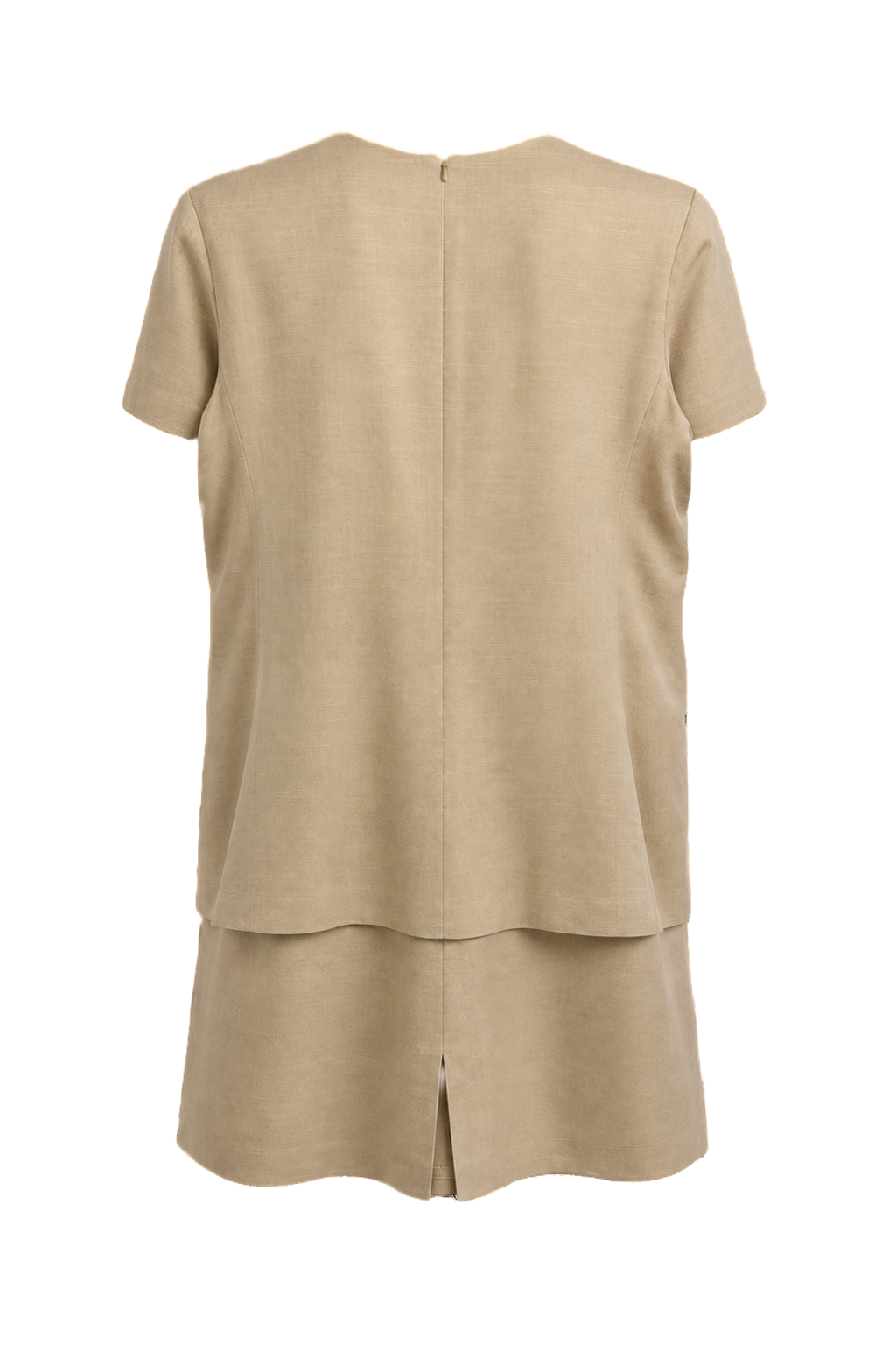1980s Beige Cotton Blend Dress - Back View