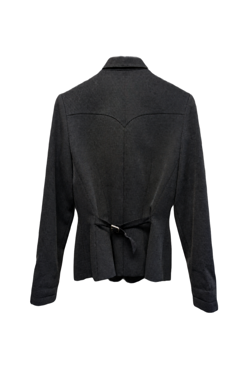 1990s Dark Grey Wool Jacket - Back View