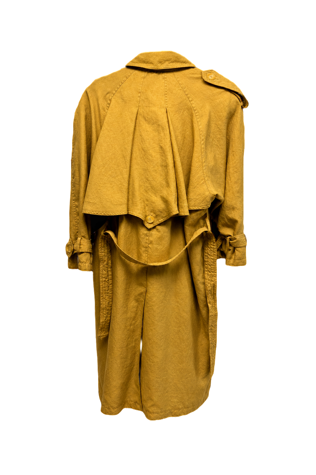 1980s Mustard Yellow Cotton Trench Coat - Back View