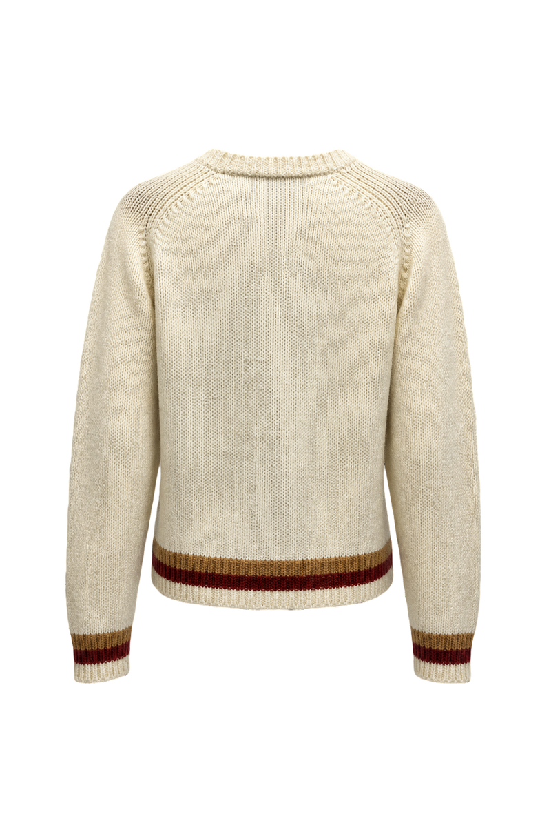 1980s Cream White Wool Sweater - Back View