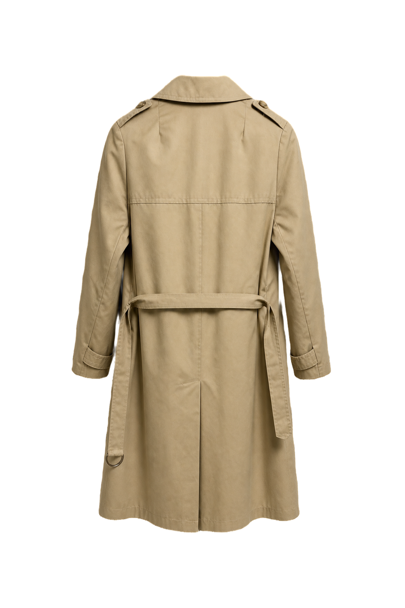 1980s Beige Cotton Trench Coat - Back View