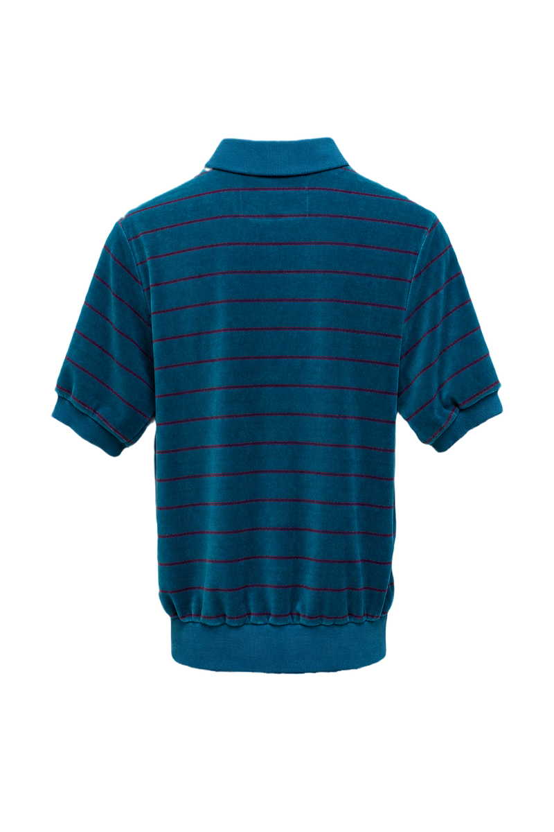 1970s Teal Cotton Blend Polo - Back View