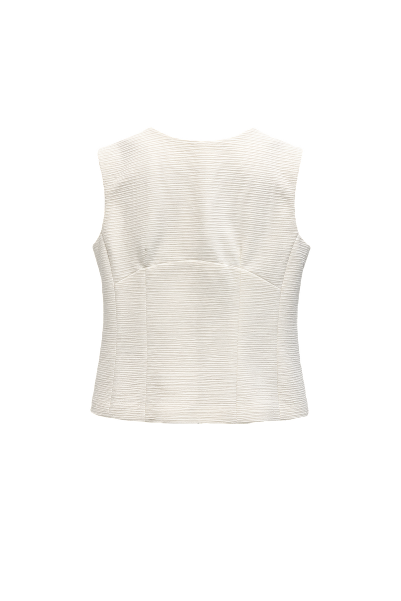 1990s Off-White Cotton Blend Sleeveless Top - Back View