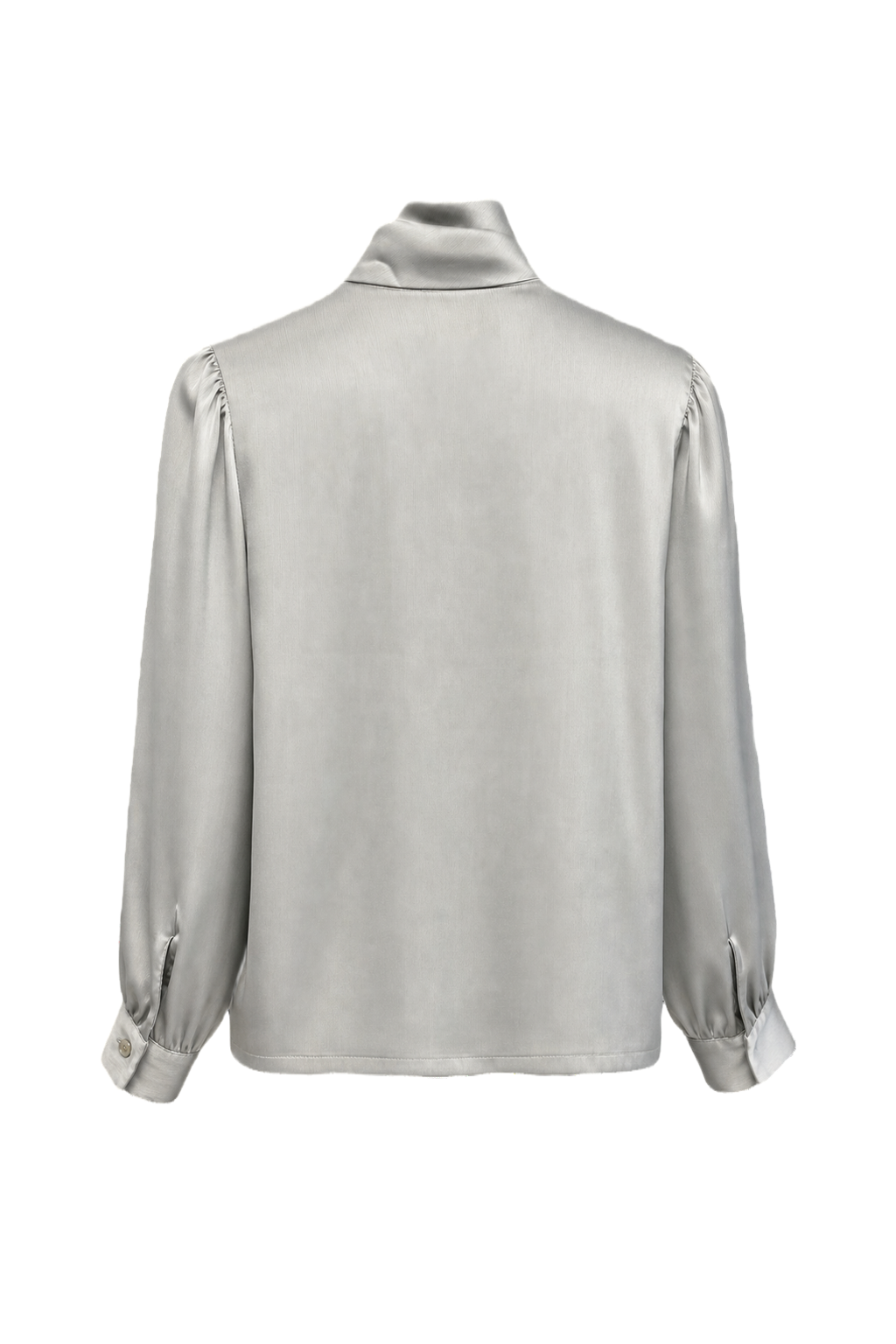 1980s Light Grey Silk Blouse - Back View