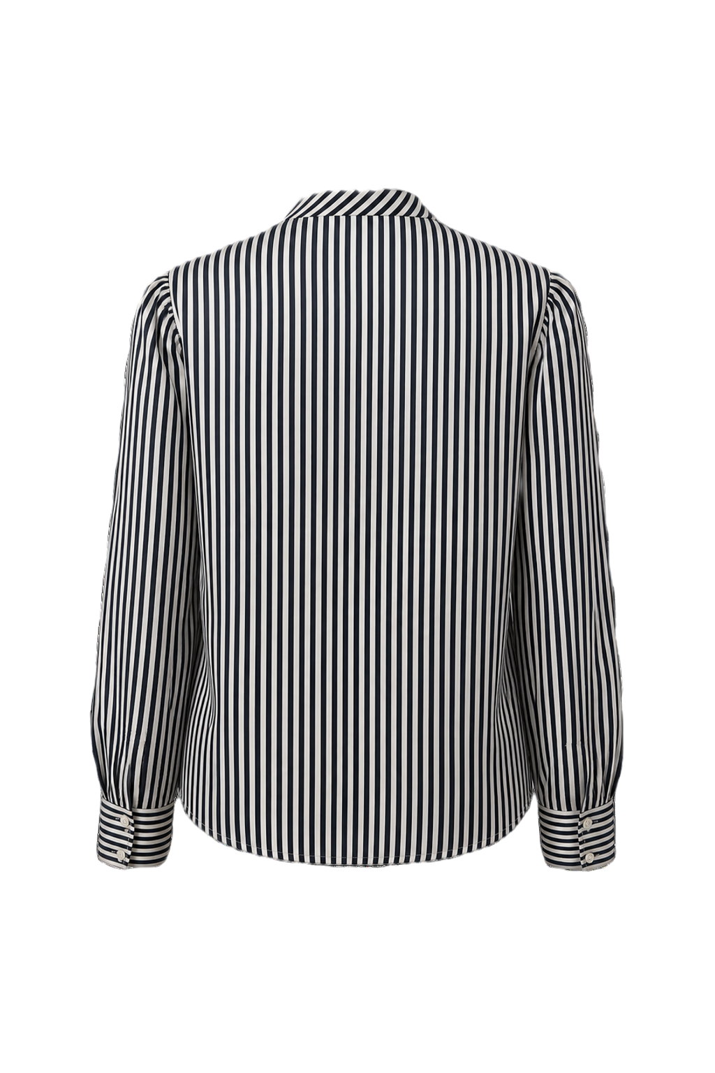 1980s Navy Blue Cotton Blend Blouse - Back View