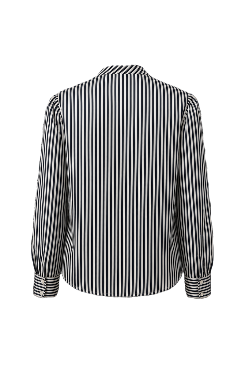 1980s Navy Blue Cotton Blend Blouse - Back View
