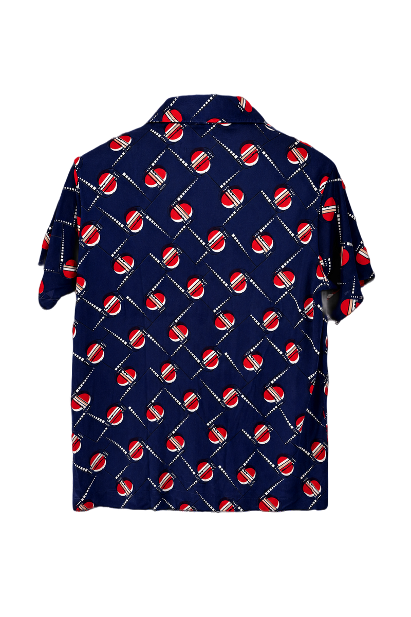 1960s Navy Blue Polyester Shirt - Back View
