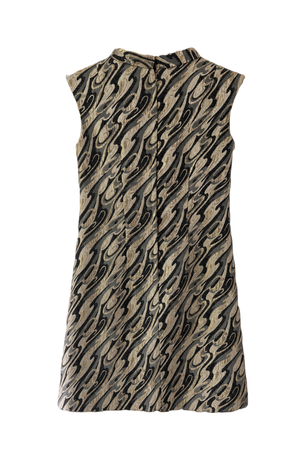1960s Gold Brocade Shift Dress - Back View