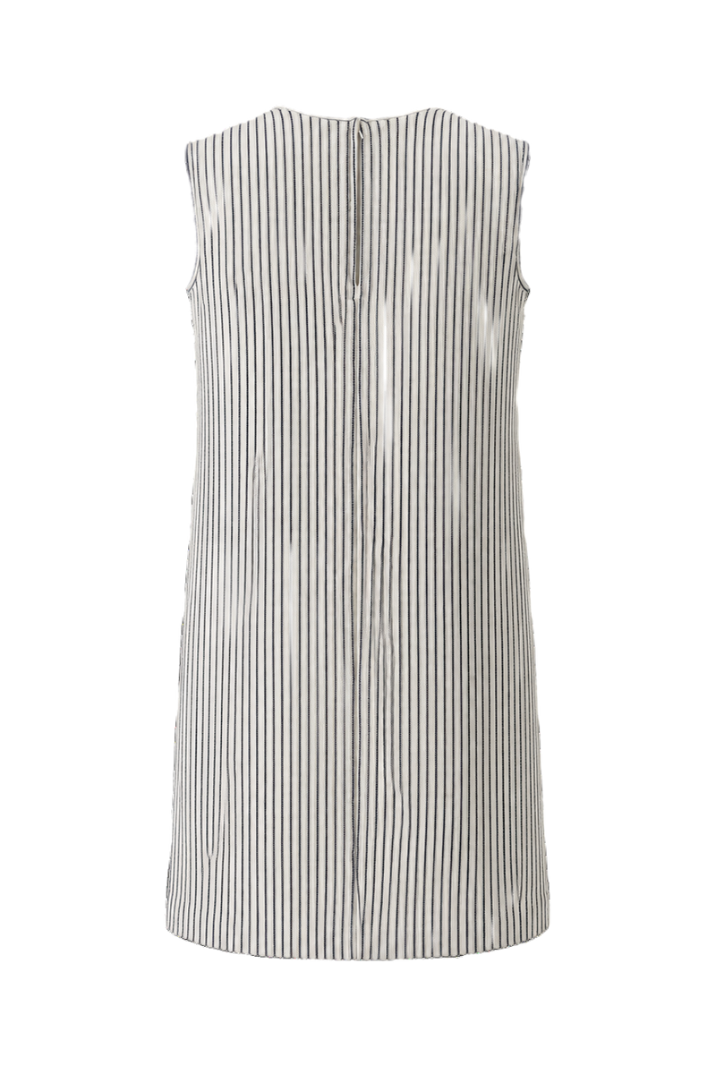 1960s Light Grey Cotton Blend Shift Dress - Back View