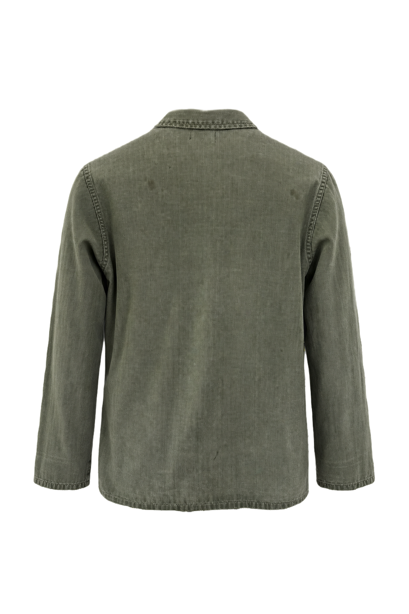 1940s Olive Green Cotton Blend Shirt - Back View