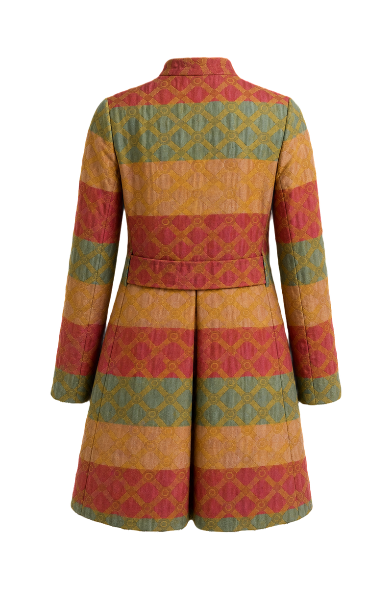 1960s Multi-Color Cotton Blend Coat - Back View