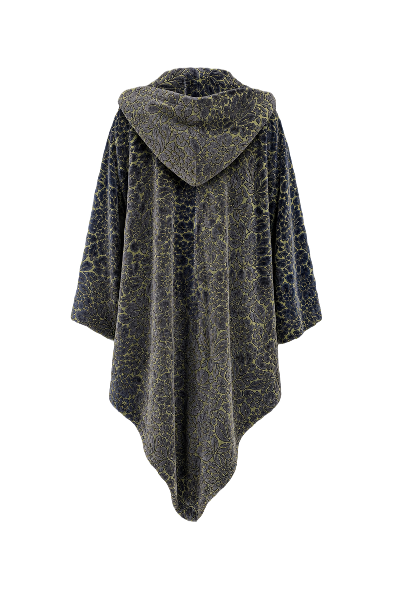 1920s Navy Blue Velvet Cape - Back View